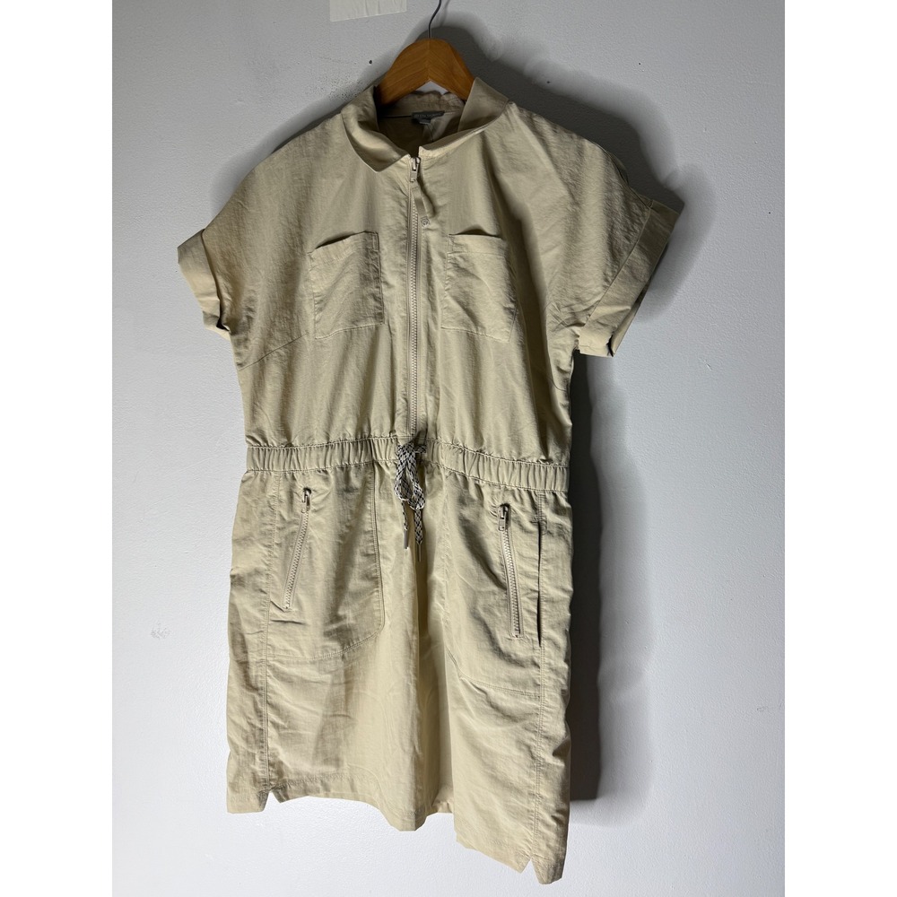NWT t for Talbots lightweight woven stretch bungee dress tan size MP